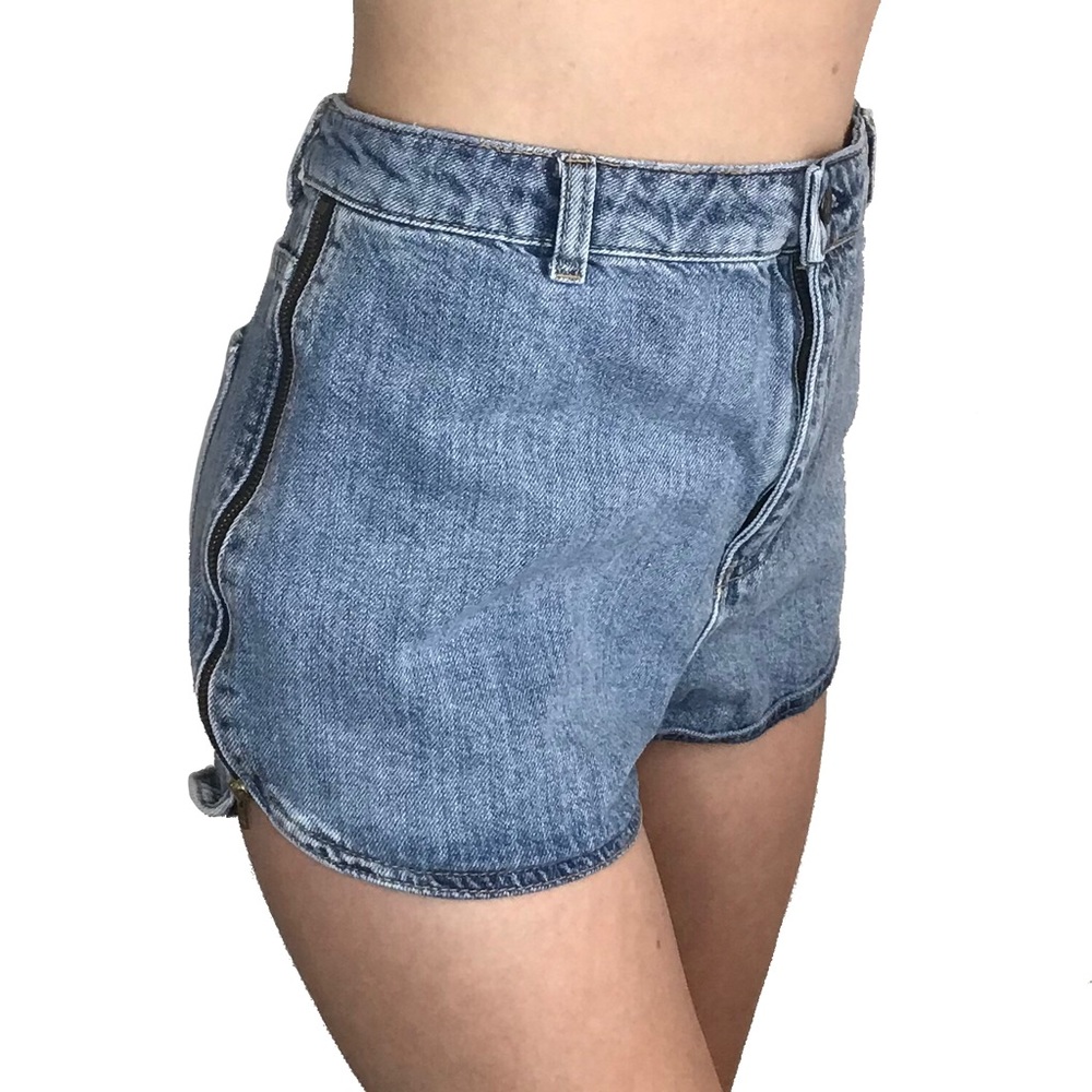 Topshop Moto Jean Shorts Womens 32" Zip Up Sides